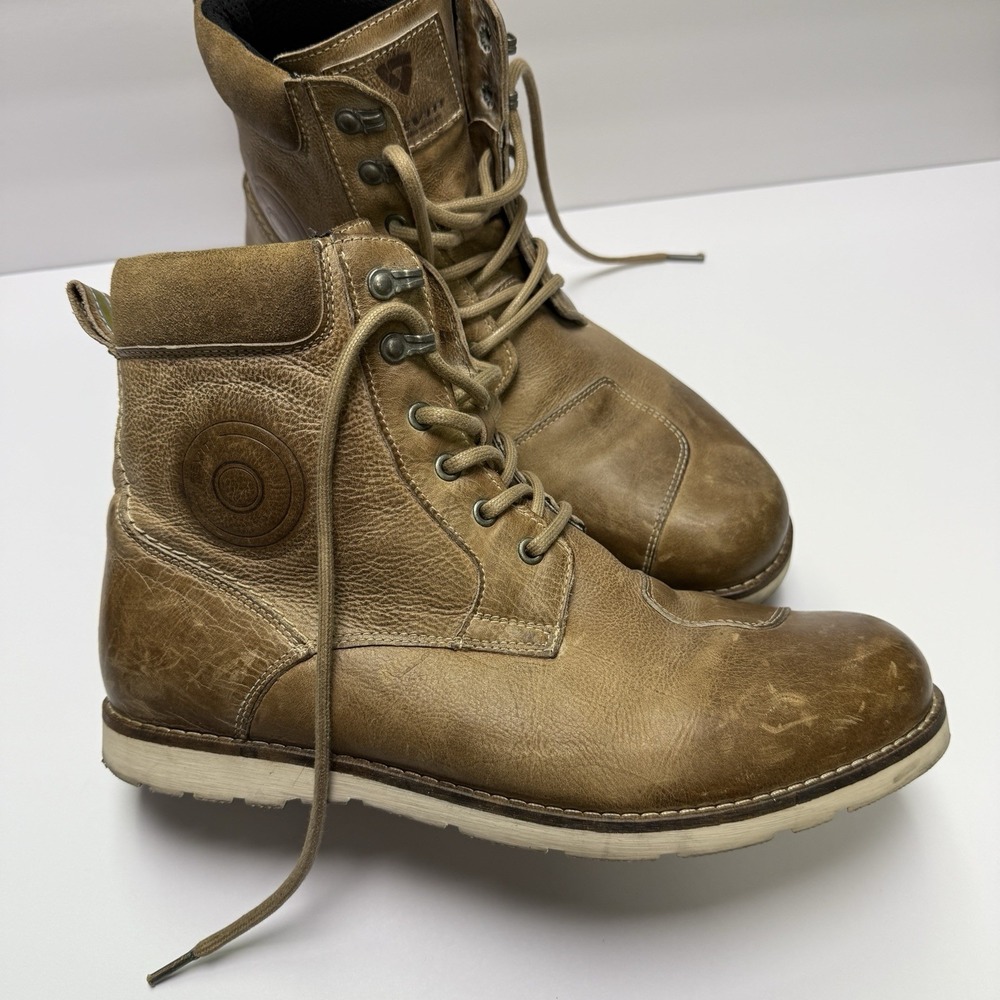 REV'IT! Ginza Men's Leather Motorcycle‎ Riding Boots Gear Shift Panel Reflect